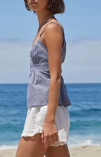 John Galt Blue & White Gingham Tiffany Tank Top