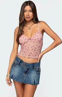 Edikted Floral Textured Lace Tank Top