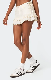 Edikted Dev Ruffle Linen Mini Skirt