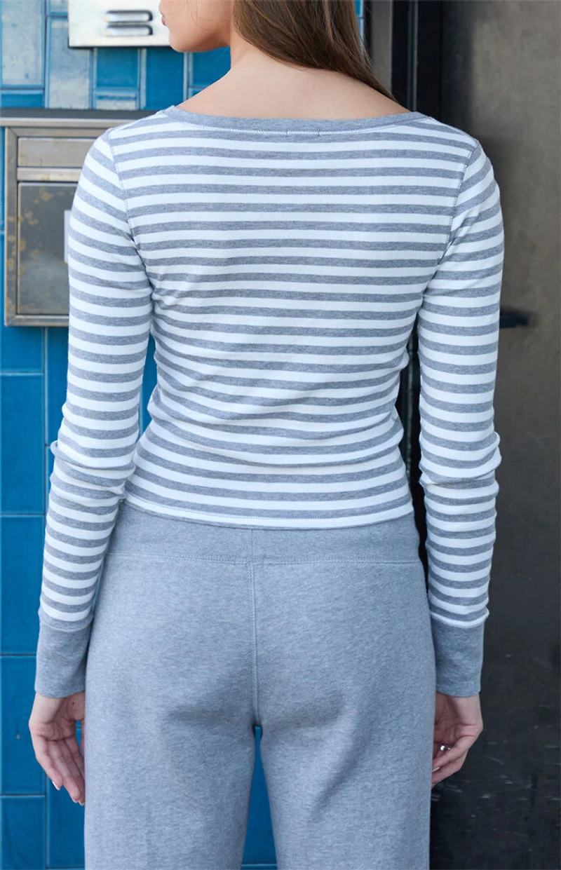 John Galt Gray Striped Zelly Long Sleeve Top