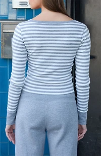 John Galt Gray Striped Zelly Long Sleeve Top