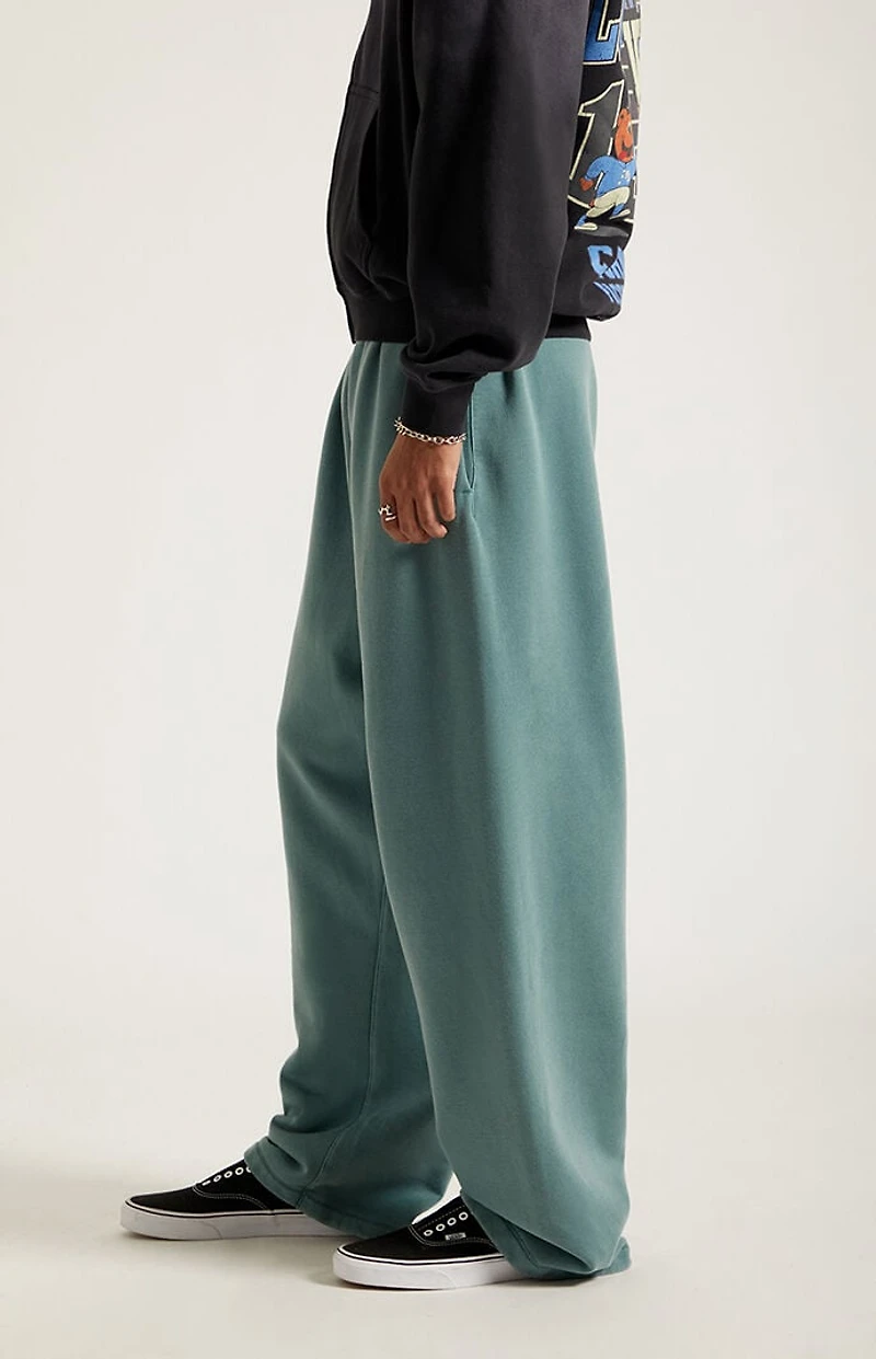 Pacsun Green Washed Fleece Extreme Baggy Sweatpants