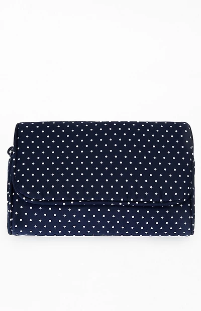 John Galt Navy Polka Dot Cosmetic Bag