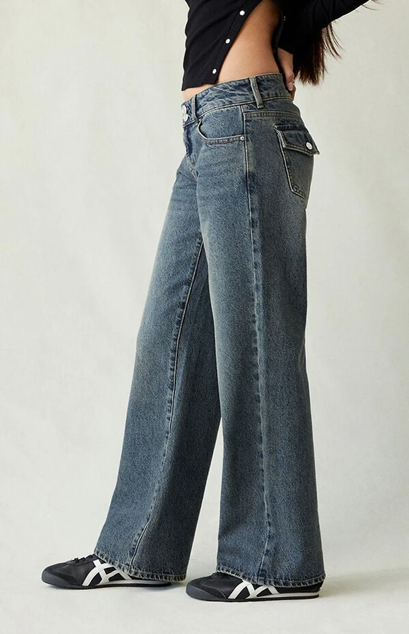 Pacsun Zoe Low Rise Girlfriend Jeans Dark Blue