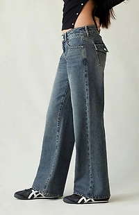 Pacsun Zoe Low Rise Girlfriend Jeans Dark Blue