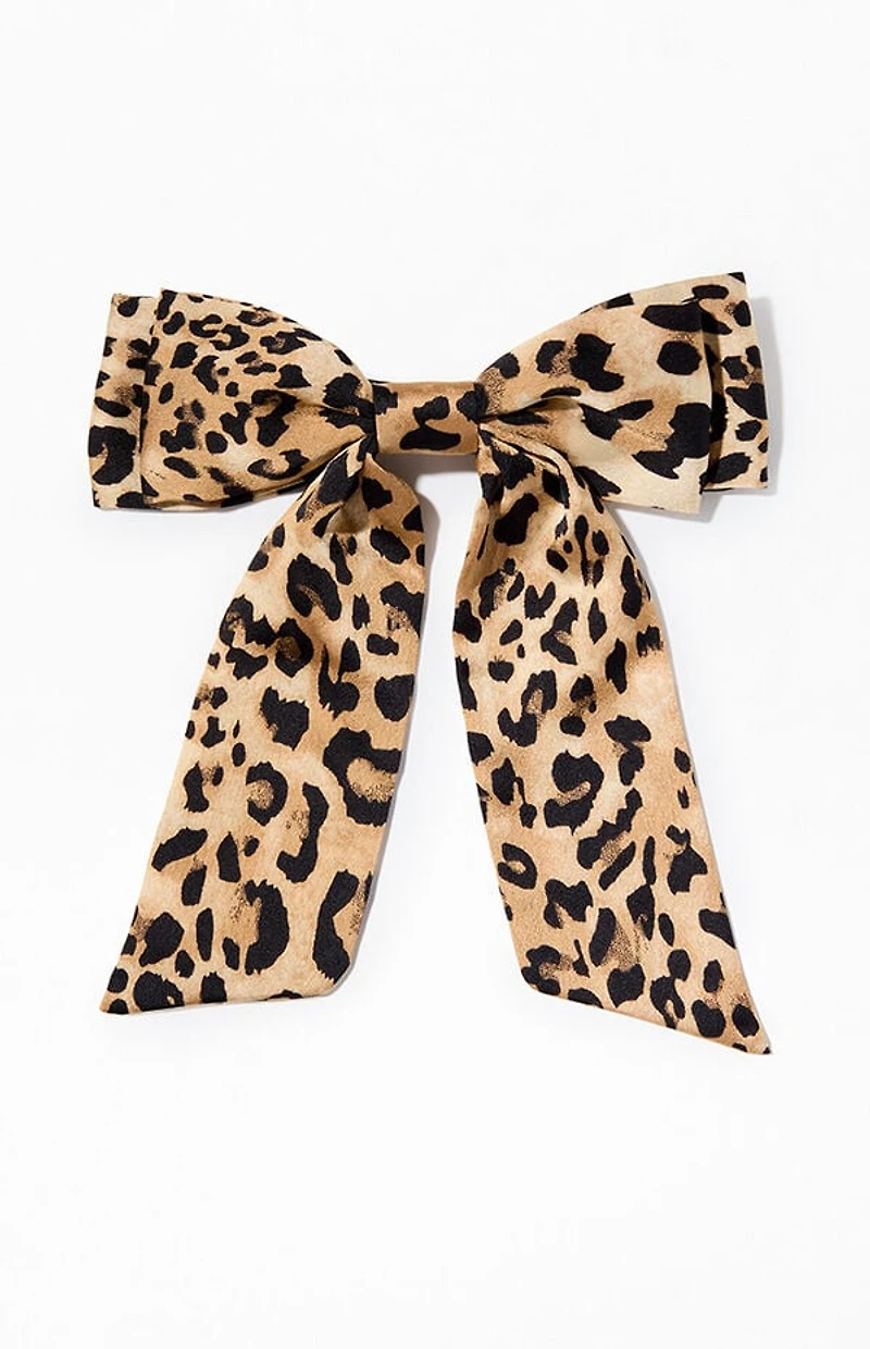 LA Hearts Leopard Double Bow Barrette