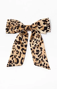 LA Hearts Leopard Double Bow Barrette