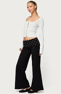 Edikted Petite Reeva Polka Dot Foldover Pants