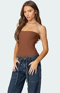 Edikted Loren Strapless Ribbed Bodysuit