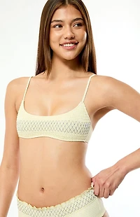 Pacsun Yellow Gingham Alina Smocked Bralette Bikini Top