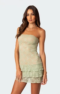 Edikted Scarlet Layered Lace Mini Dress