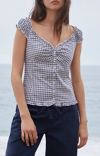 John Galt Blue Plaid Elena Top