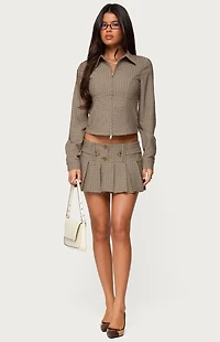 Edikted Lockette Plaid Pleated Mini Skort