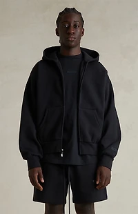 Fear of God ESSENTIALS Jet Black Classic Fleece Zip Up Hoodie