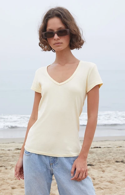 John Galt Yellow V-Neck Top