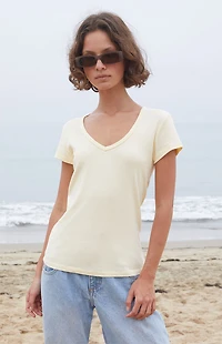 John Galt Yellow V-Neck Top