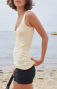 John Galt Yellow Beyonca Button Tank Top