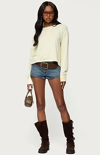 Edikted Deni Long Sleeve Henley Waffle Top