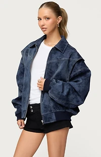 Edikted Ownley Oversized Faux Leather Bomber Jacket
