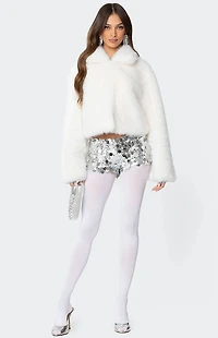 Edikted Nathalie Cropped Faux Fur Jacket