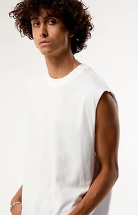 Pacsun White Cut Off Muscle T-Shirt