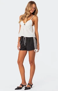 Edikted Remy Bow Ribbon Track Shorts