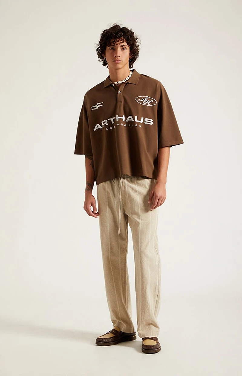 Pacsun Cream Striped Straight Leg Linen Pants