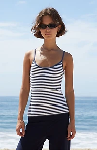 John Galt White & Blue Skylar Striped Tank Top