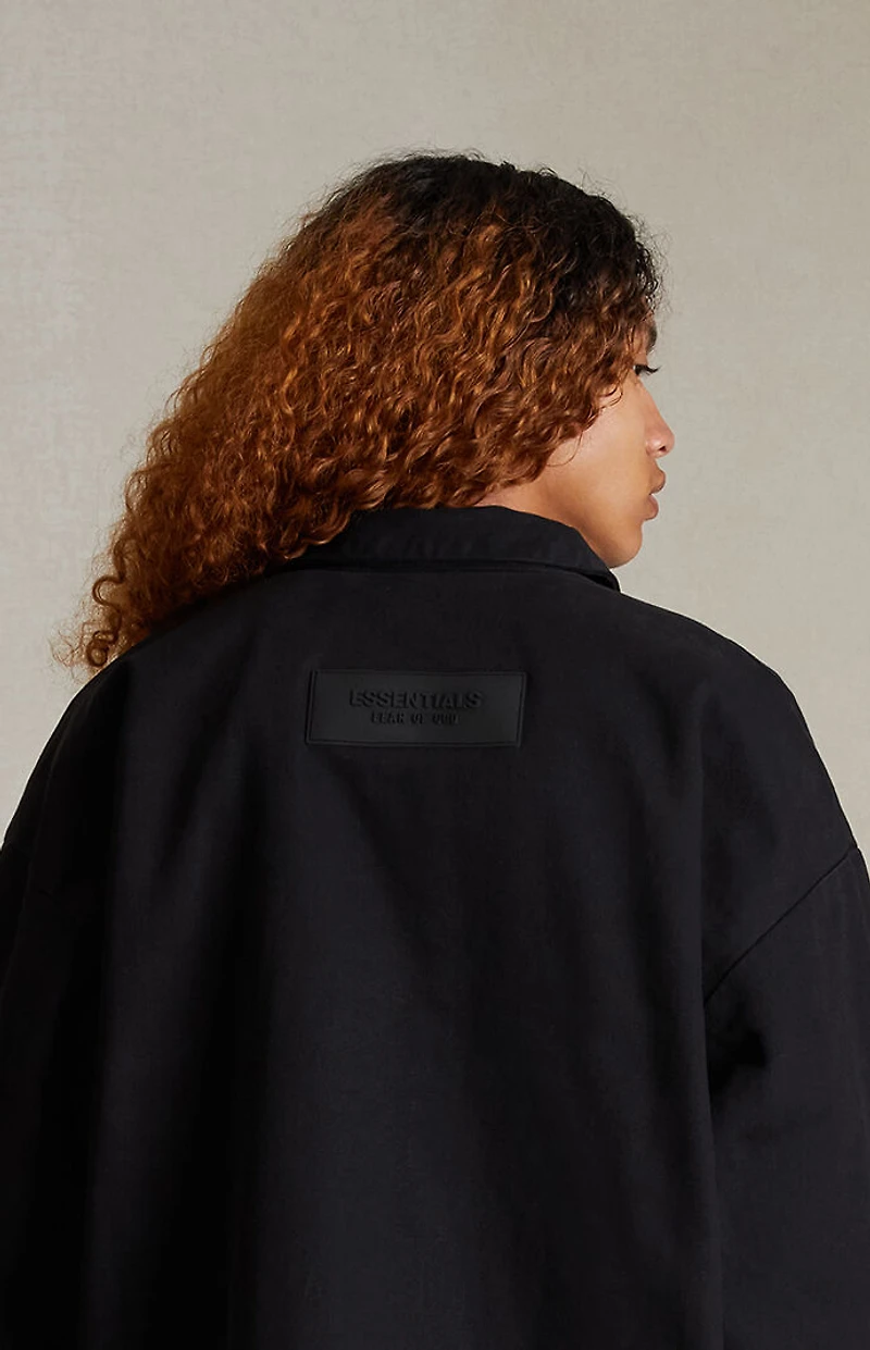 Fear of God ESSENTIALS Overdye Black Denim Filled Shirt Jacket