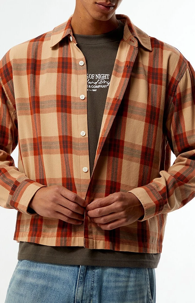 Pacsun Orange Long Sleeve Classic Flannel Shirt