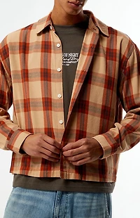Pacsun Orange Long Sleeve Classic Flannel Shirt