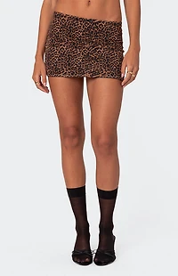 Edikted Edin Leopard Print Mesh Mini Skirt