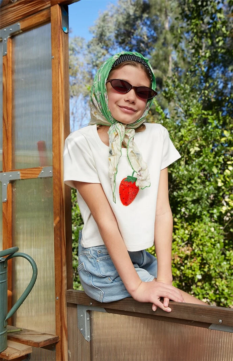 Pacsun Kids Strawberry Embellished Skimmer T-Shirt