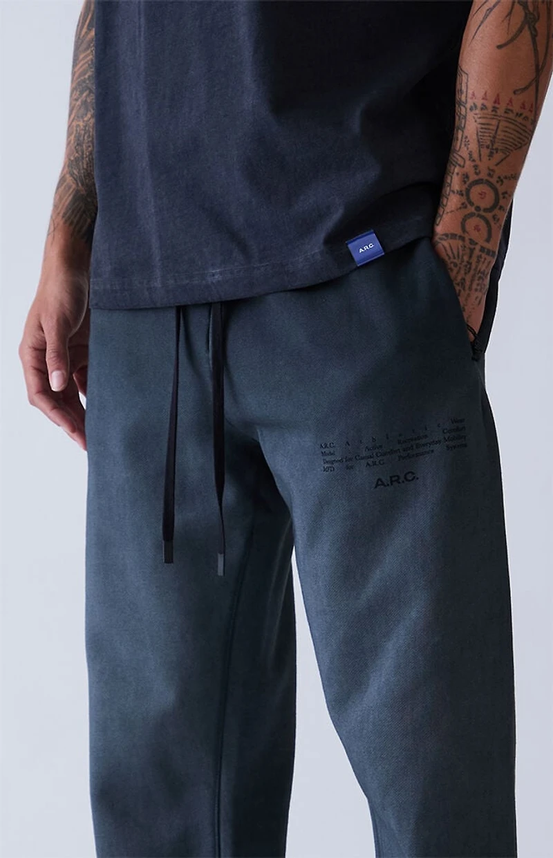 A.R.C. Black Washed Heavyweight Fleece Baggy Sweatpants