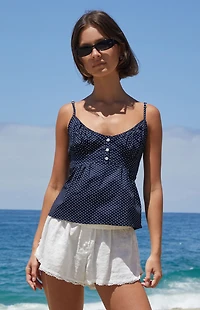 John Galt Blue Polka Dot Tiffany Tank Top