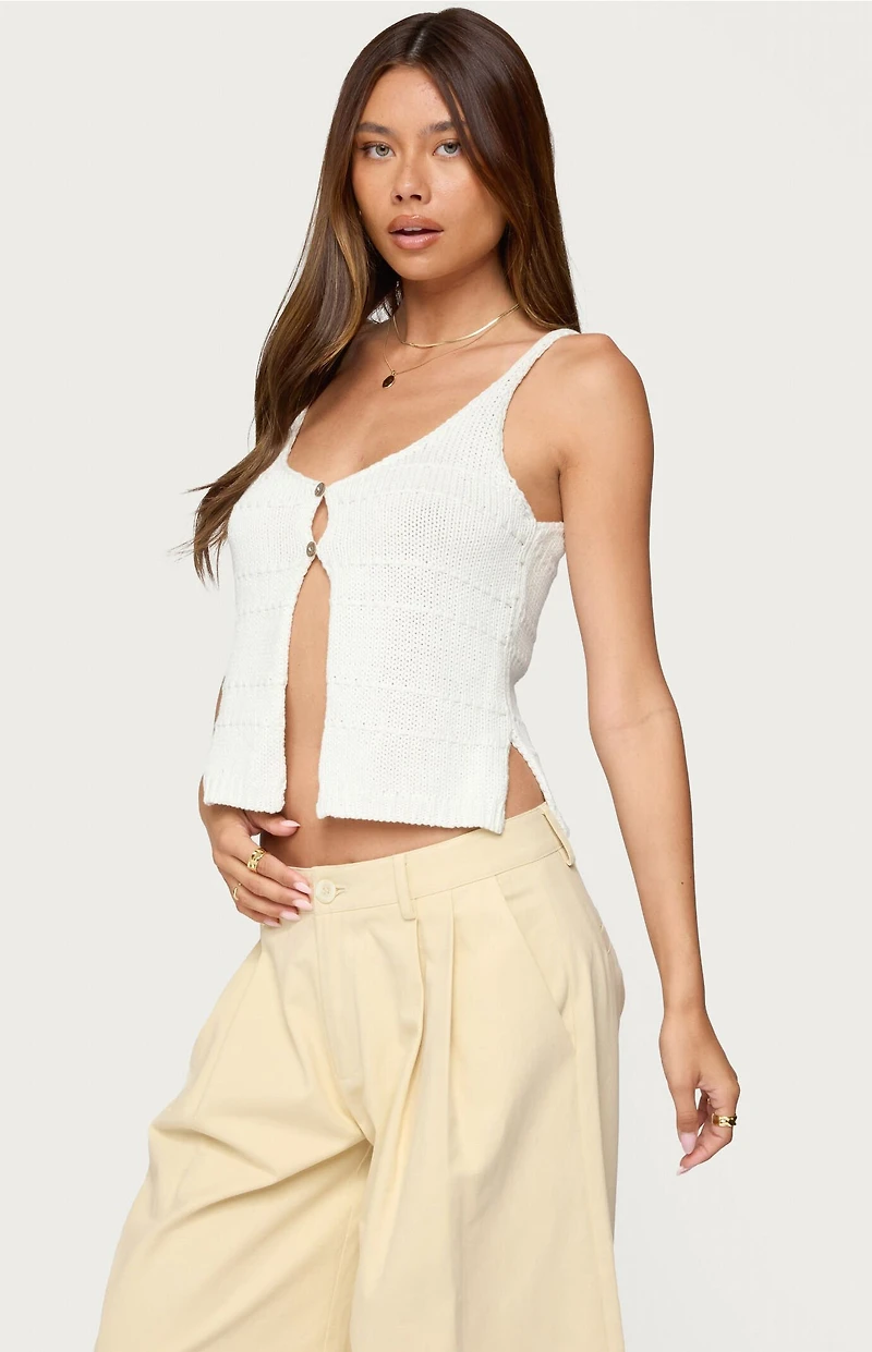 Edikted Mikinley Split Front Knit Tank Top