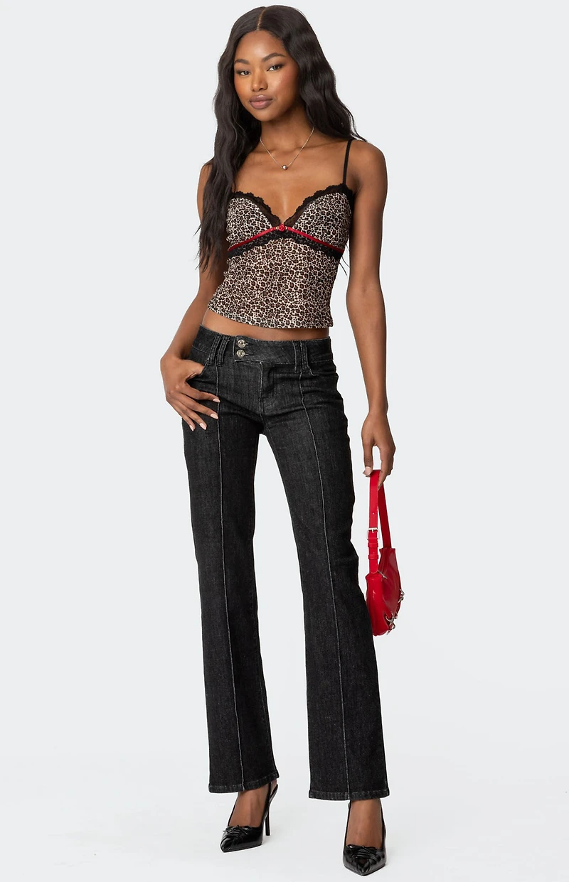 Edikted Lacey Leopard Mesh Tank Top