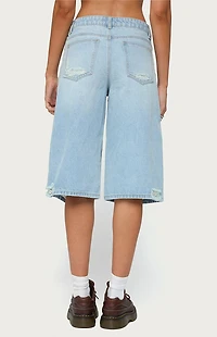 Edikted Distressed Low Rise Boyfriend Bermuda Shorts