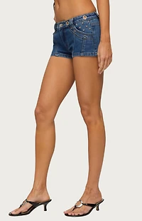 Edikted Danikah Denim Micro Shorts