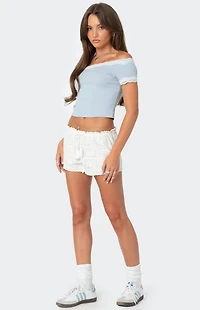 Edikted Lace Trim Off The Shoulder Top
