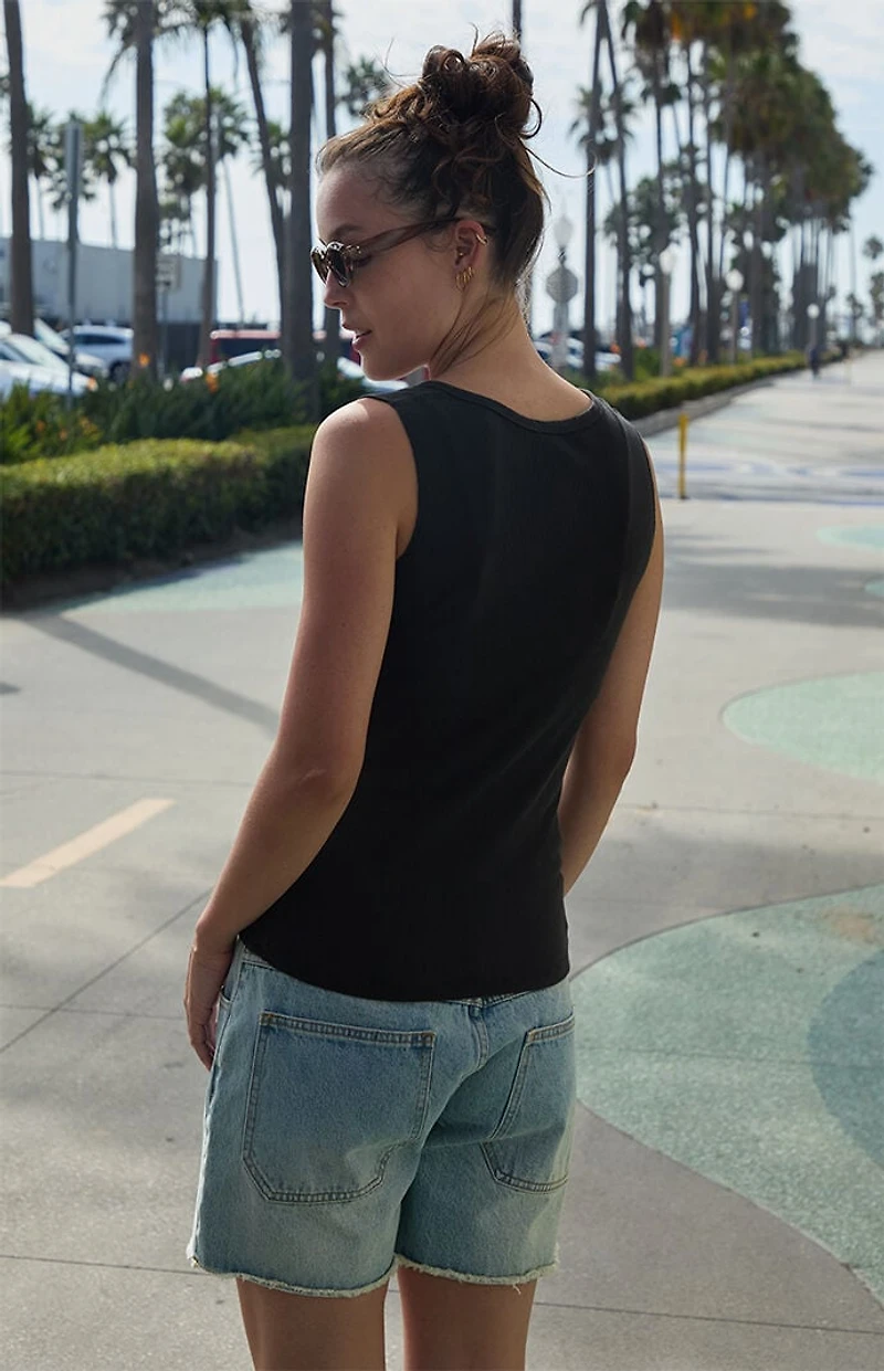 John Galt Black Athern Ribbed Tank Top