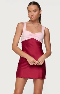 Edikted Contrast Satin Effect Mini Dress