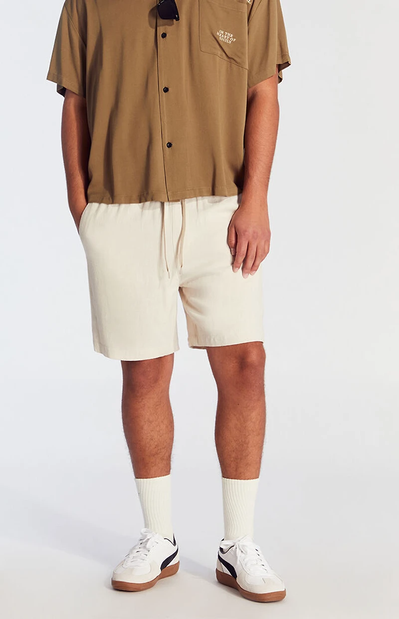Pacsun Cream Russel Linen Volley Shorts