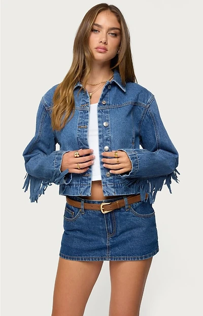 Edikted Maurice Fringed Denim Jacket