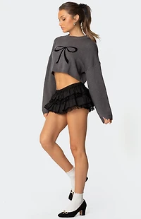 Edikted Knit Bow Cropped Sweater