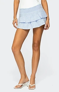 Edikted Kayla Ruffled Eyelet Mini Skirt