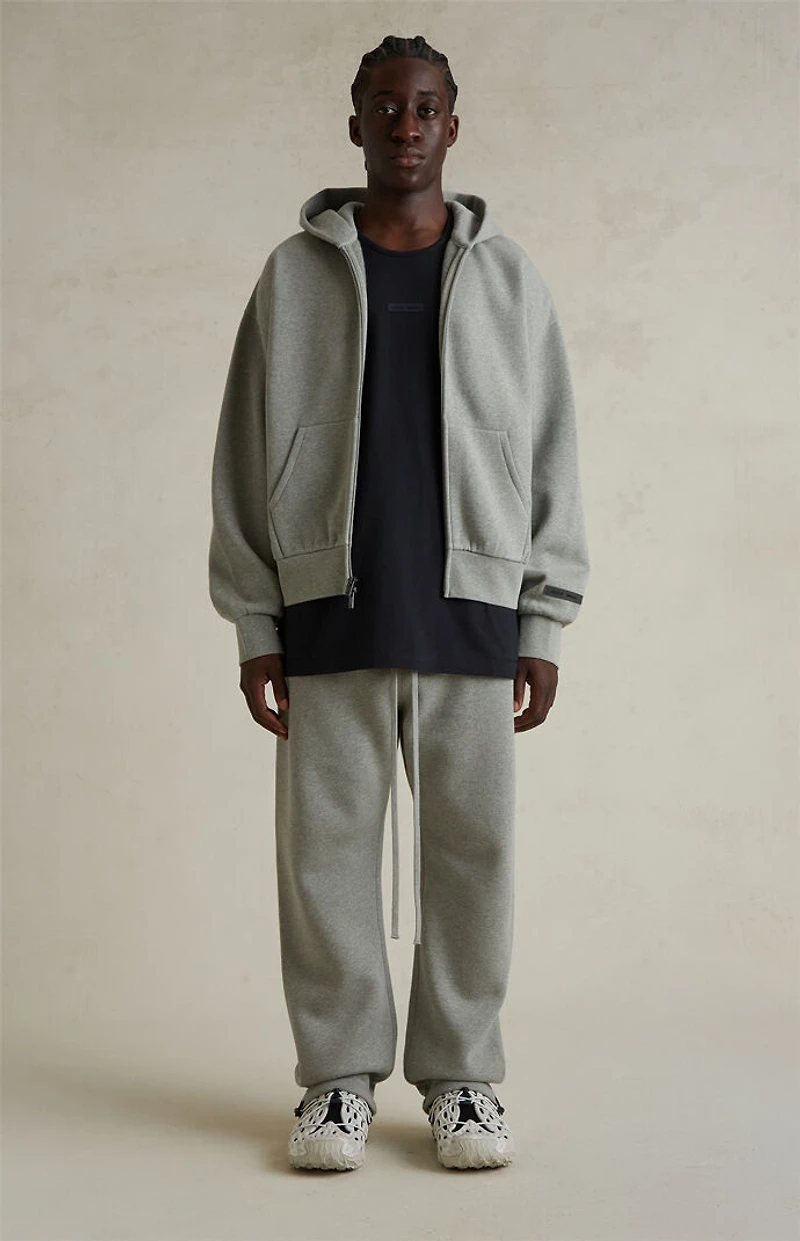Fear of God ESSENTIALS Concrete Heather Classic Fleece Zip Up Hoodie