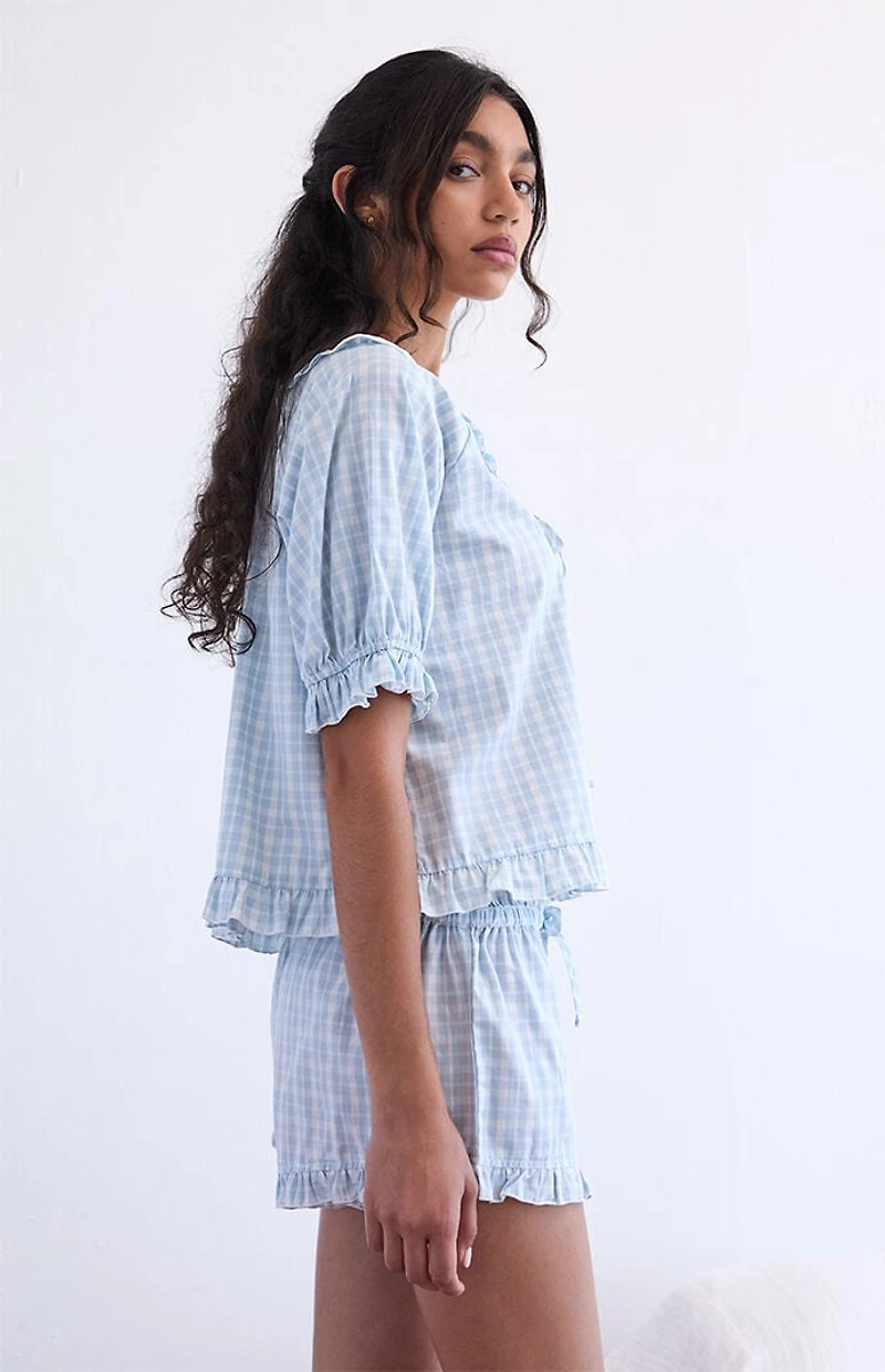 PS GOODNIGHT Printed Ruffle Short Sleeve Pajama Top