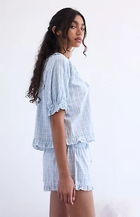 PS GOODNIGHT Printed Ruffle Short Sleeve Pajama Top