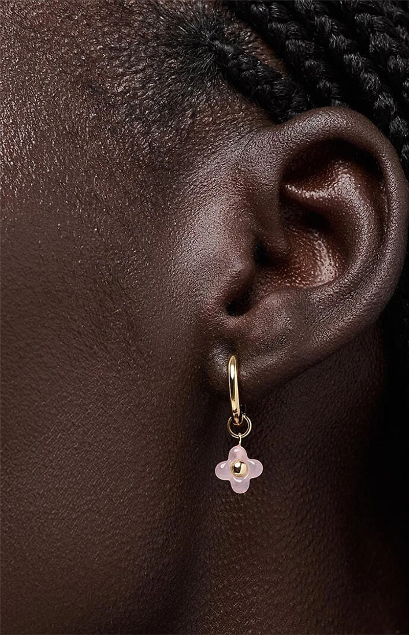 Ana Luisa Liora Rose Quartz Flower Hoop Earrings